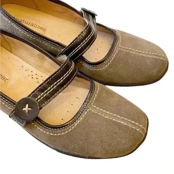Naturalizer Mary Jane Leather Ballet Flats Round Toe Comfort Shoes Tan Brown 6 - Picture 10 of 16